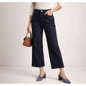 Anthropologie Maeve Colette Lurex Sparkle Denim Wide Leg Cropped Jeans 30